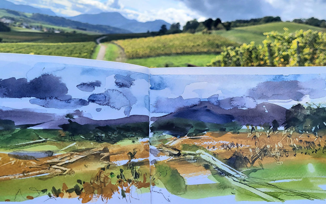 Carnet d&rsquo;aquarelle dans les vignes de La Coudre